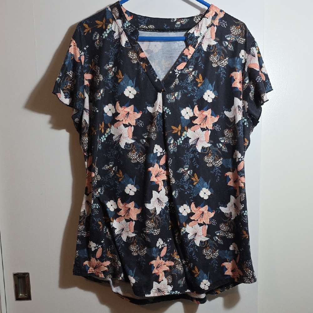 Floral V-Neck Women's Top
